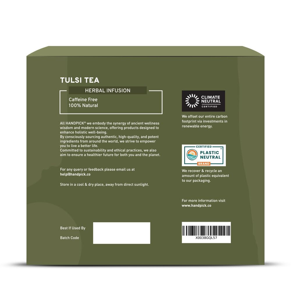 HANDPICK, Organic Hibiscus Tea Bags (100 Tea Bags) | Caffeine-Free, 100% Natural Pure Indian Hibiscus Flowers | Ayurvedic Benefits in every sip