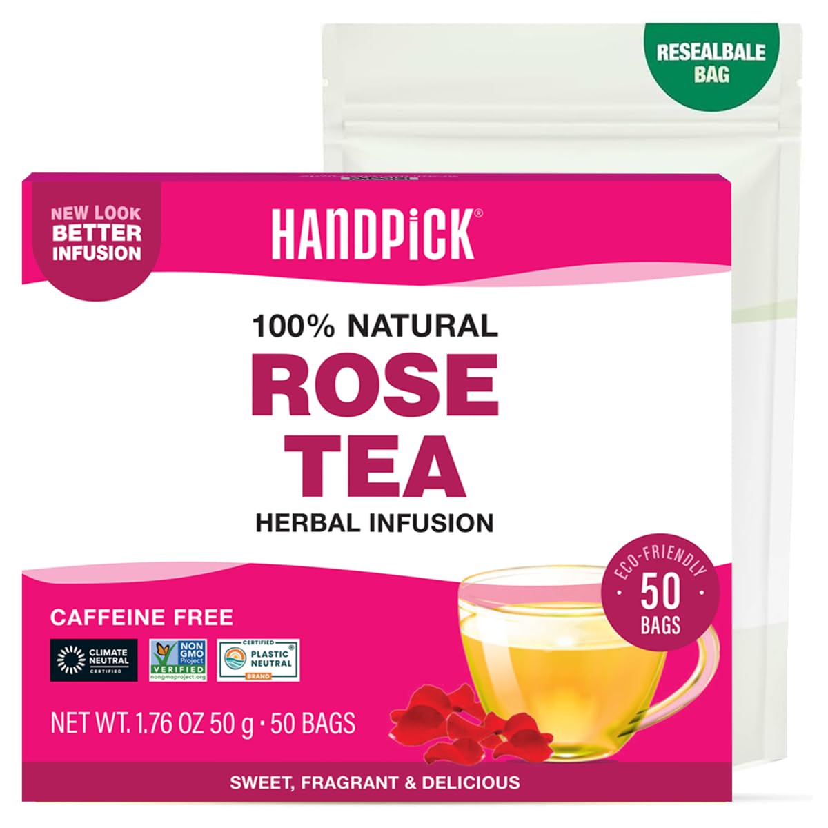 HANDPICK, Organic Hibiscus Tea Bags (100 Tea Bags) | Caffeine-Free, 100% Natural Pure Indian Hibiscus Flowers | Ayurvedic Benefits in every sip