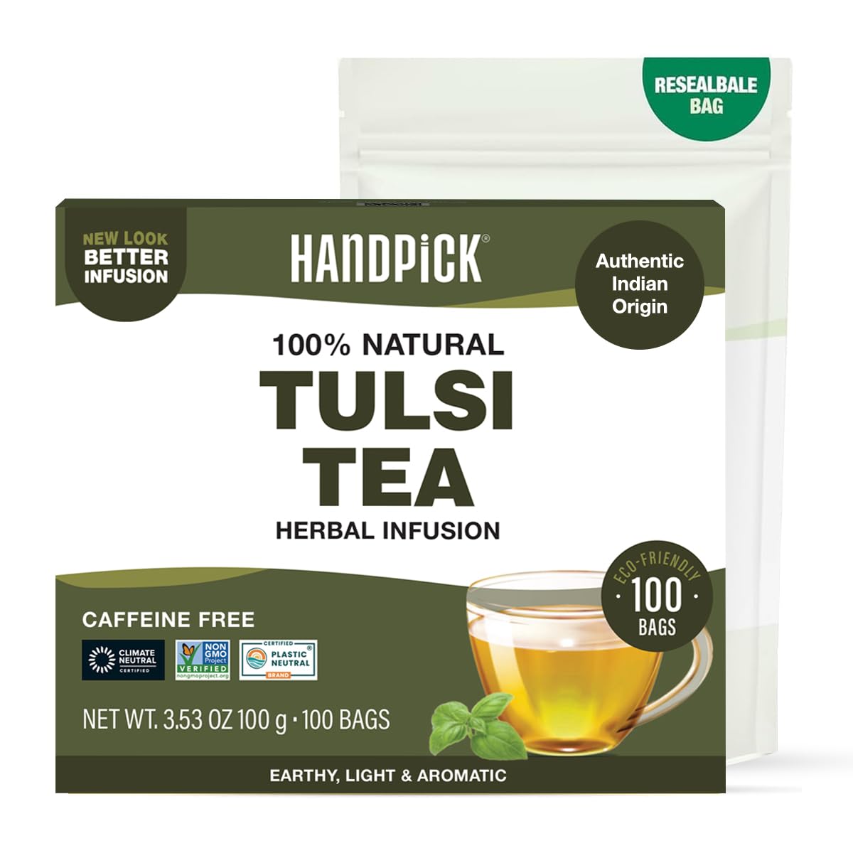 HANDPICK, Organic Hibiscus Tea Bags (100 Tea Bags) | Caffeine-Free, 100% Natural Pure Indian Hibiscus Flowers | Ayurvedic Benefits in every sip