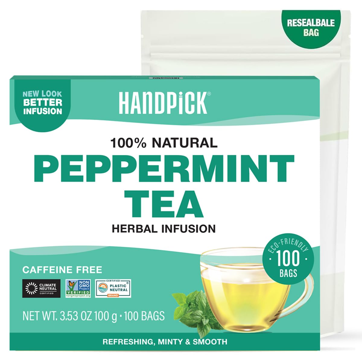 HANDPICK, Organic Hibiscus Tea Bags (100 Tea Bags) | Caffeine-Free, 100% Natural Pure Indian Hibiscus Flowers | Ayurvedic Benefits in every sip