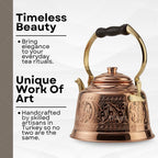 DEMMEX Tea Lover's Copper Teapot, Heavy Gauge 1mm Thick Hammered Solid Copper, Copper Tea Pot Kettle Stovetop Teapot, Tin Lined, Handmade (1.6-Quarts)