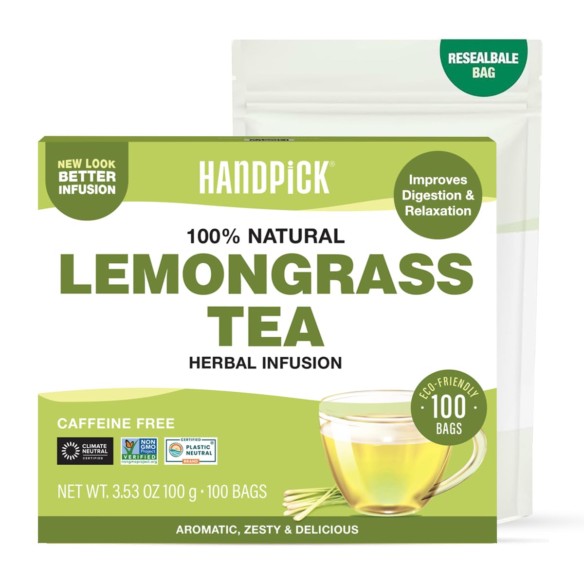 HANDPICK, Organic Hibiscus Tea Bags (100 Tea Bags) | Caffeine-Free, 100% Natural Pure Indian Hibiscus Flowers | Ayurvedic Benefits in every sip
