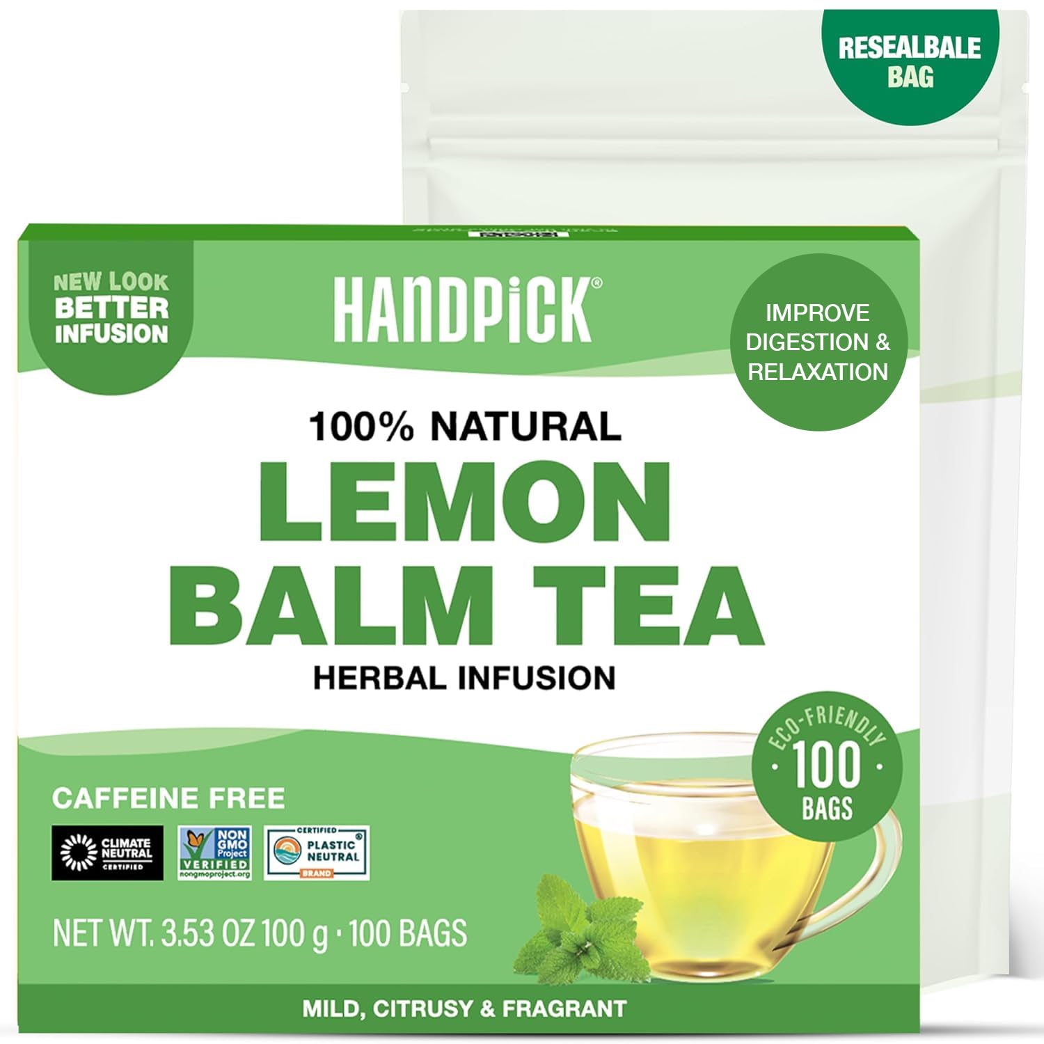 HANDPICK, Organic Hibiscus Tea Bags (100 Tea Bags) | Caffeine-Free, 100% Natural Pure Indian Hibiscus Flowers | Ayurvedic Benefits in every sip