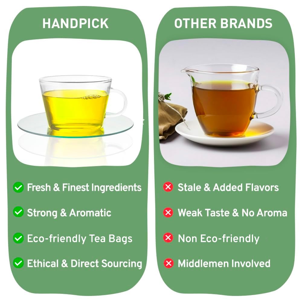 HANDPICK, Organic Hibiscus Tea Bags (100 Tea Bags) | Caffeine-Free, 100% Natural Pure Indian Hibiscus Flowers | Ayurvedic Benefits in every sip