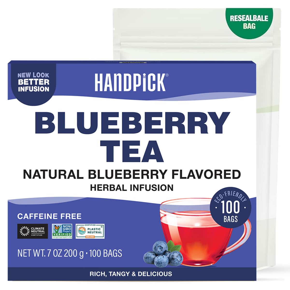 HANDPICK, Organic Hibiscus Tea Bags (100 Tea Bags) | Caffeine-Free, 100% Natural Pure Indian Hibiscus Flowers | Ayurvedic Benefits in every sip