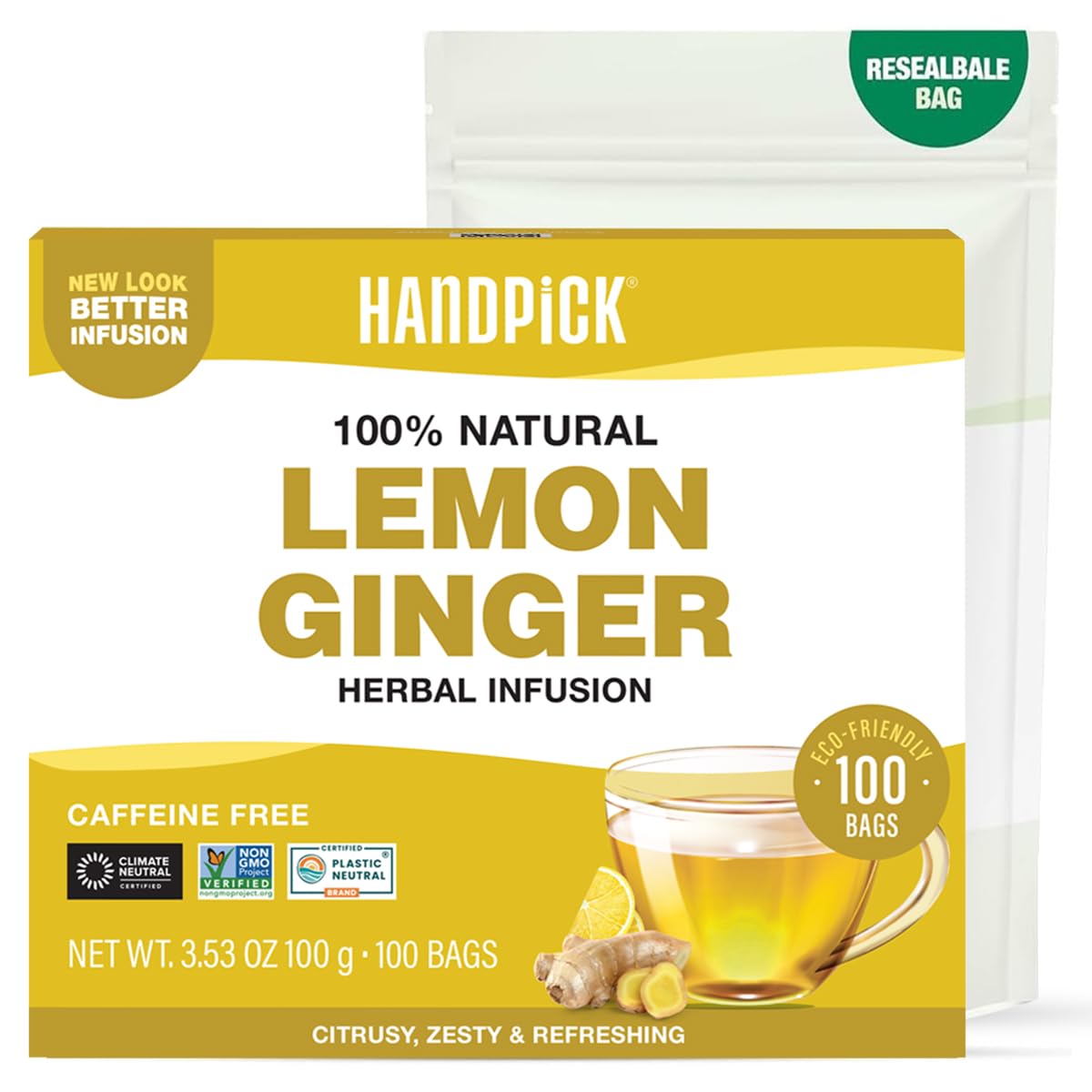 HANDPICK, Organic Hibiscus Tea Bags (100 Tea Bags) | Caffeine-Free, 100% Natural Pure Indian Hibiscus Flowers | Ayurvedic Benefits in every sip