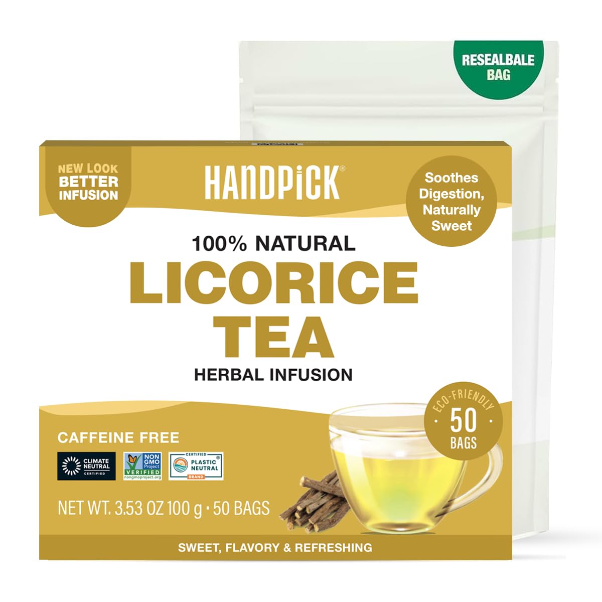 HANDPICK, Organic Hibiscus Tea Bags (100 Tea Bags) | Caffeine-Free, 100% Natural Pure Indian Hibiscus Flowers | Ayurvedic Benefits in every sip