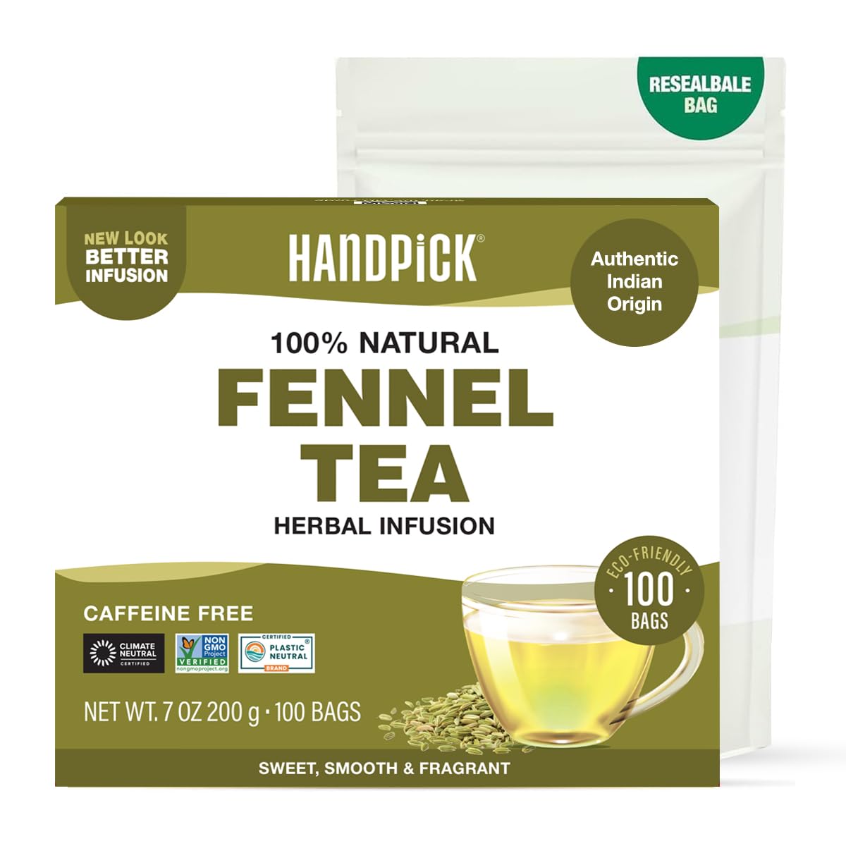 HANDPICK, Organic Hibiscus Tea Bags (100 Tea Bags) | Caffeine-Free, 100% Natural Pure Indian Hibiscus Flowers | Ayurvedic Benefits in every sip