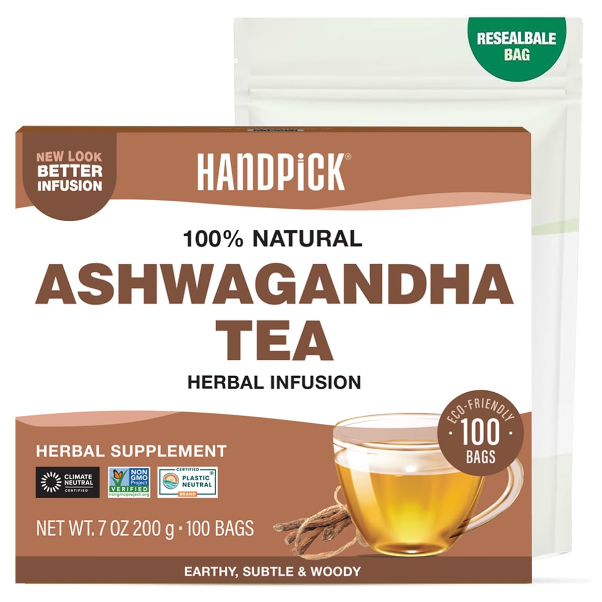HANDPICK, Organic Hibiscus Tea Bags (100 Tea Bags) | Caffeine-Free, 100% Natural Pure Indian Hibiscus Flowers | Ayurvedic Benefits in every sip