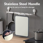 Double-Sided Stainless Steel Cutting Board – Large 16x11 Inch Non-Toxic Chopping Board for Meat, Vegetables & Fruit, Wheat Straw + Steel, Dishwasher Safe Kitchen Board