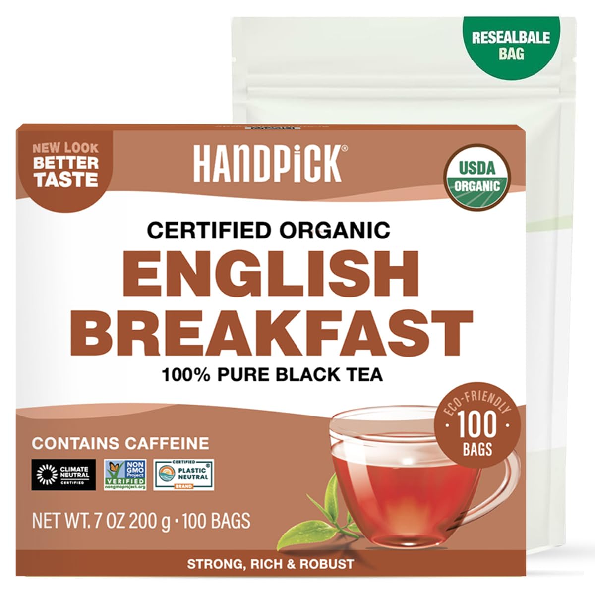 HANDPICK, Organic Hibiscus Tea Bags (100 Tea Bags) | Caffeine-Free, 100% Natural Pure Indian Hibiscus Flowers | Ayurvedic Benefits in every sip