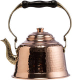 DEMMEX Tea Lover's Copper Teapot, Heavy Gauge 1mm Thick Hammered Solid Copper, Copper Tea Pot Kettle Stovetop Teapot, Tin Lined, Handmade (1.6-Quarts)