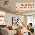 Wall Cleaner Mop with 94" Long Handle, 2-in-1 Triangle & Rectangle Head with Squeegee, 10 Washable Pads, Baseboard Cleaner Tool for Walls Scrubber, Ceilings, Windows, Glass, Fans, Doors, Corners