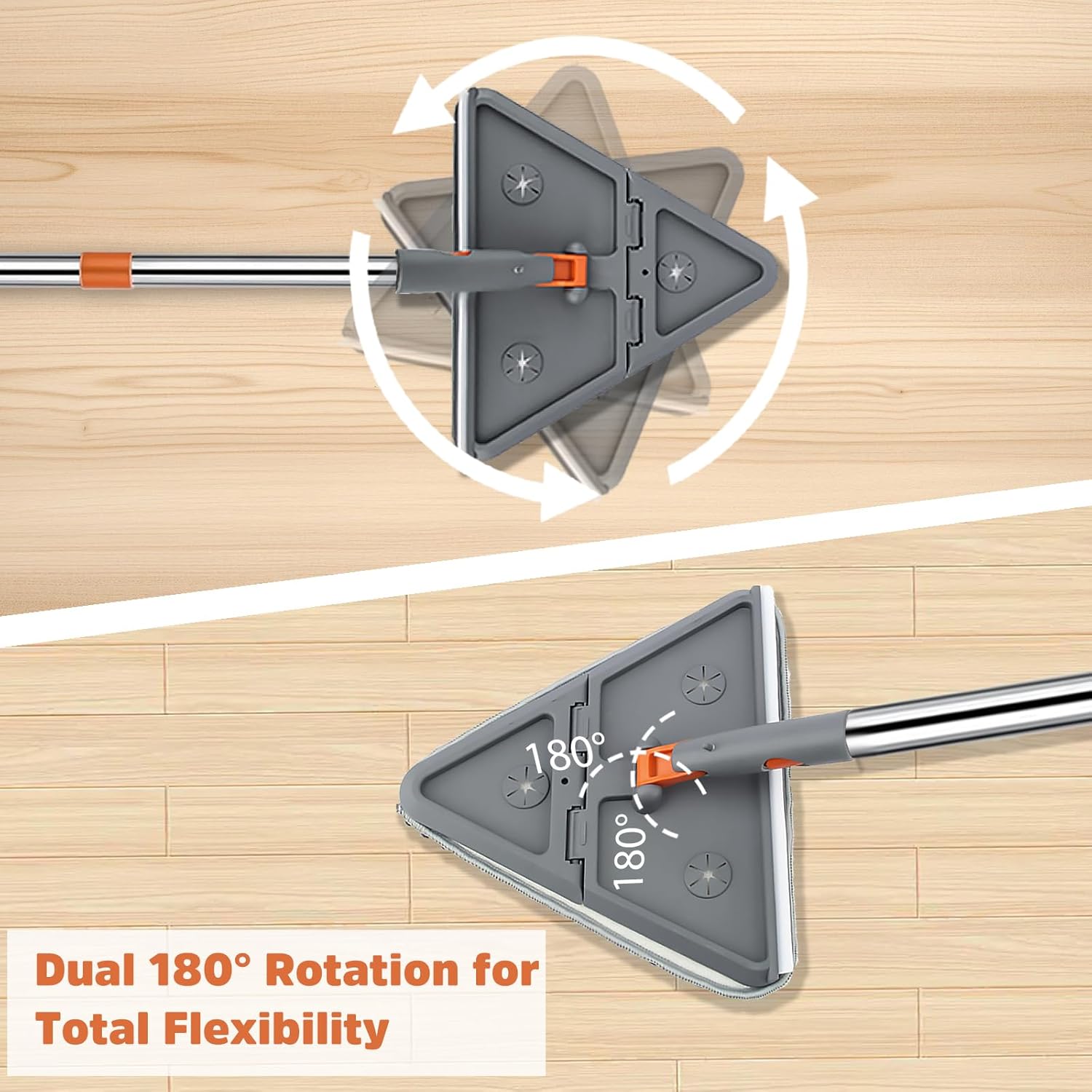 Wall Cleaner Mop with 94" Long Handle, 2-in-1 Triangle & Rectangle Head with Squeegee, 10 Washable Pads, Baseboard Cleaner Tool for Walls Scrubber, Ceilings, Windows, Glass, Fans, Doors, Corners