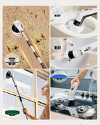 Electric Spin Scrubber with LED Light, Cleaning Brush with LCD Display, 5 Replaceable Brush Heads, Shower Scrubber with 25kg Torque, 90min Runtime for Bathroom, Kitchen, Tile