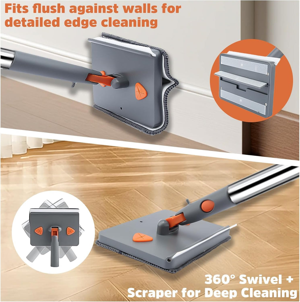 Wall Cleaner Mop with 94" Long Handle, 2-in-1 Triangle & Rectangle Head with Squeegee, 10 Washable Pads, Baseboard Cleaner Tool for Walls Scrubber, Ceilings, Windows, Glass, Fans, Doors, Corners