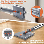 Wall Cleaner Mop with 94" Long Handle, 2-in-1 Triangle & Rectangle Head with Squeegee, 10 Washable Pads, Baseboard Cleaner Tool for Walls Scrubber, Ceilings, Windows, Glass, Fans, Doors, Corners