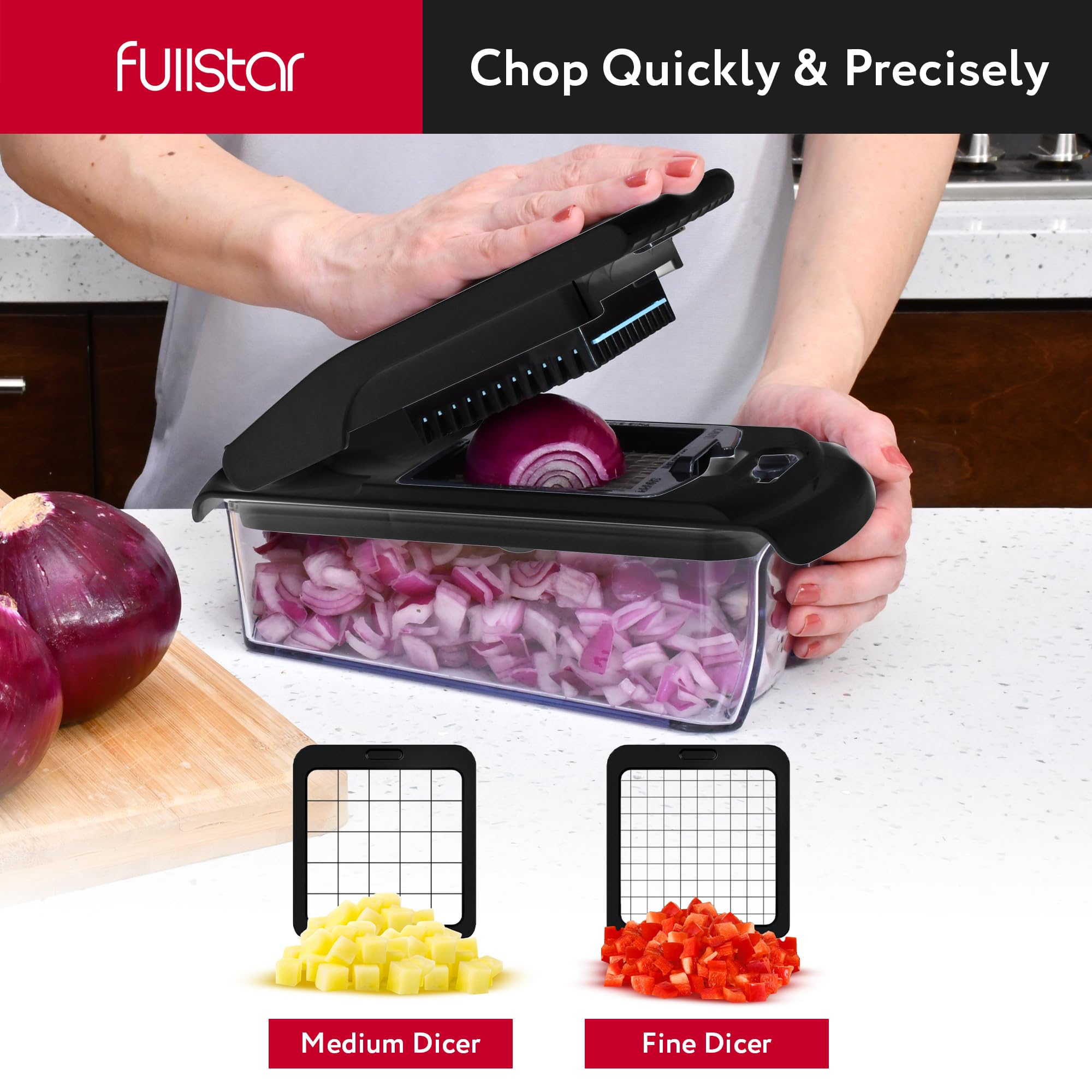 The Original Pro Chopper - Vegetable Chopper and Spiralizer, Food Chopper with Container, Fruit Slicer, Kitchen Gadgets & Accessories, Home Essentials (All in 1, Black)