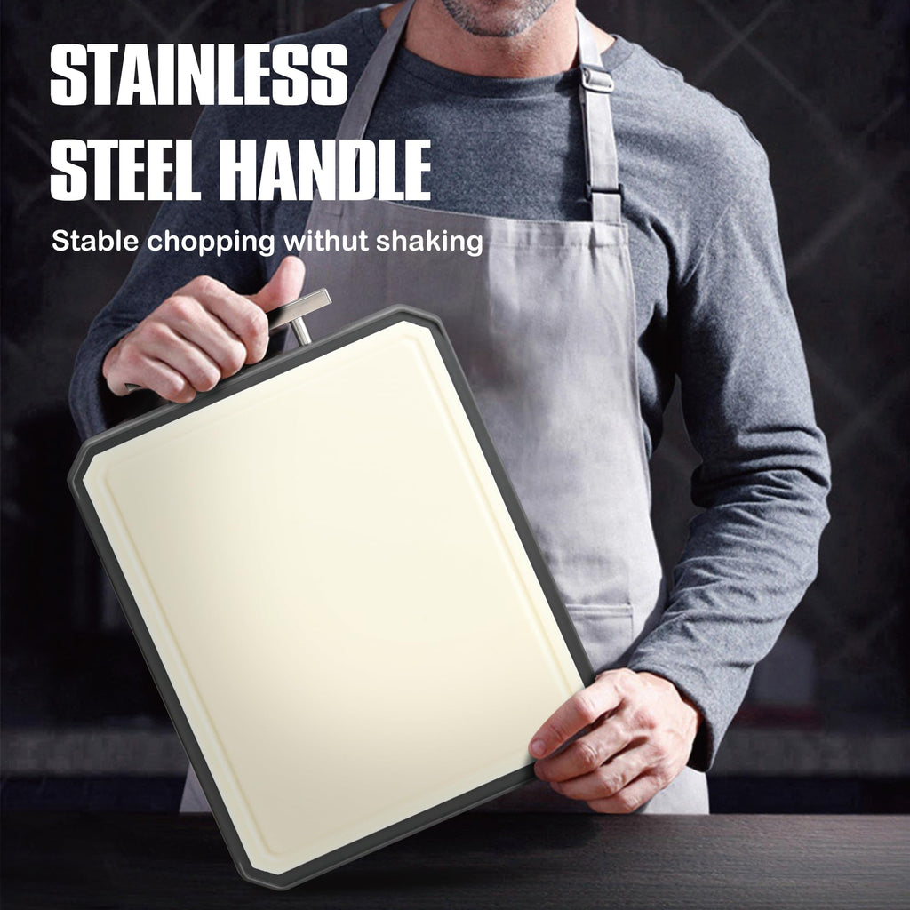 Double-Sided Stainless Steel Cutting Board – Large 16x11 Inch Non-Toxic Chopping Board for Meat, Vegetables & Fruit, Wheat Straw + Steel, Dishwasher Safe Kitchen Board