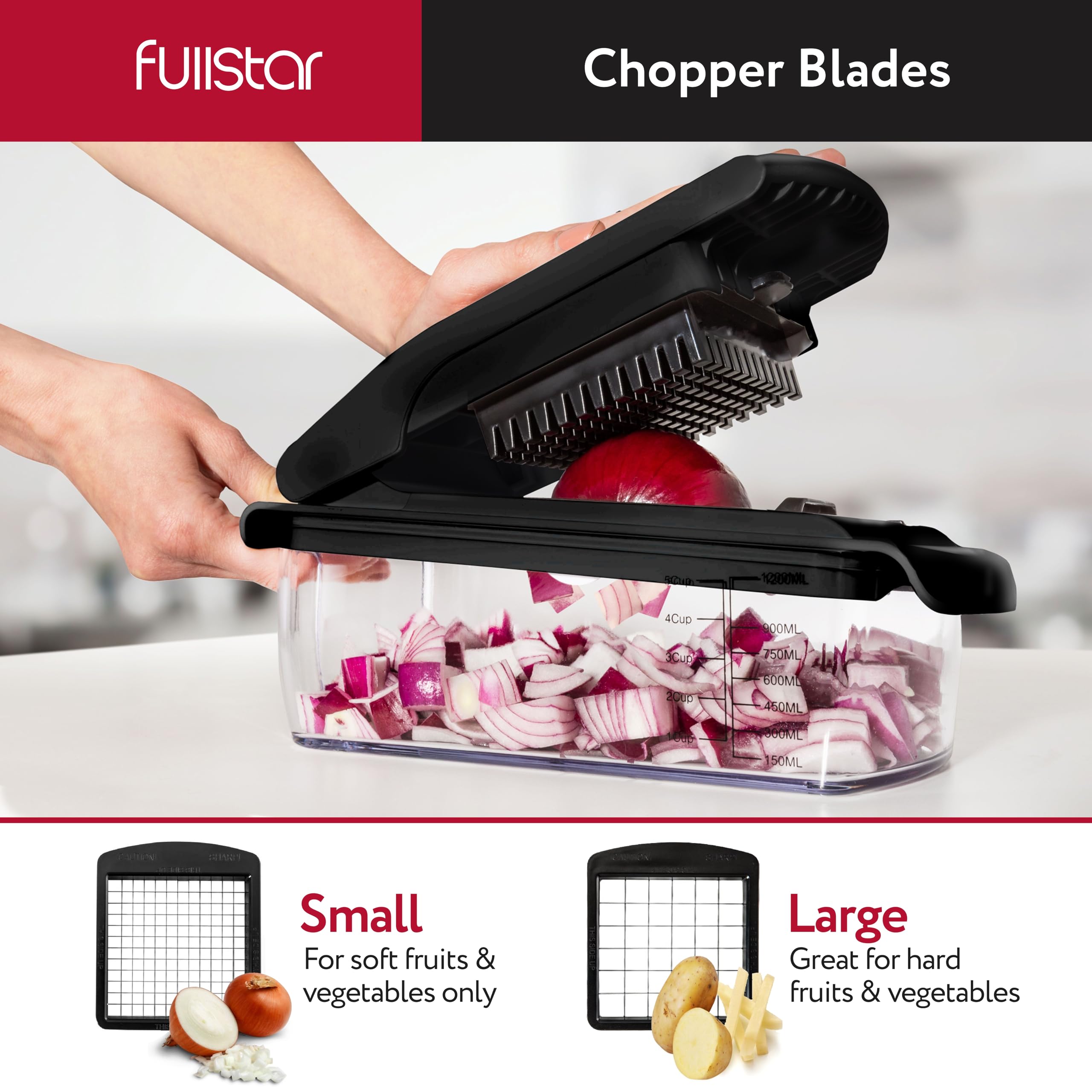 The Original Pro Chopper - Vegetable Chopper and Spiralizer, Food Chopper with Container, Fruit Slicer, Kitchen Gadgets & Accessories, Home Essentials (All in 1, Black)
