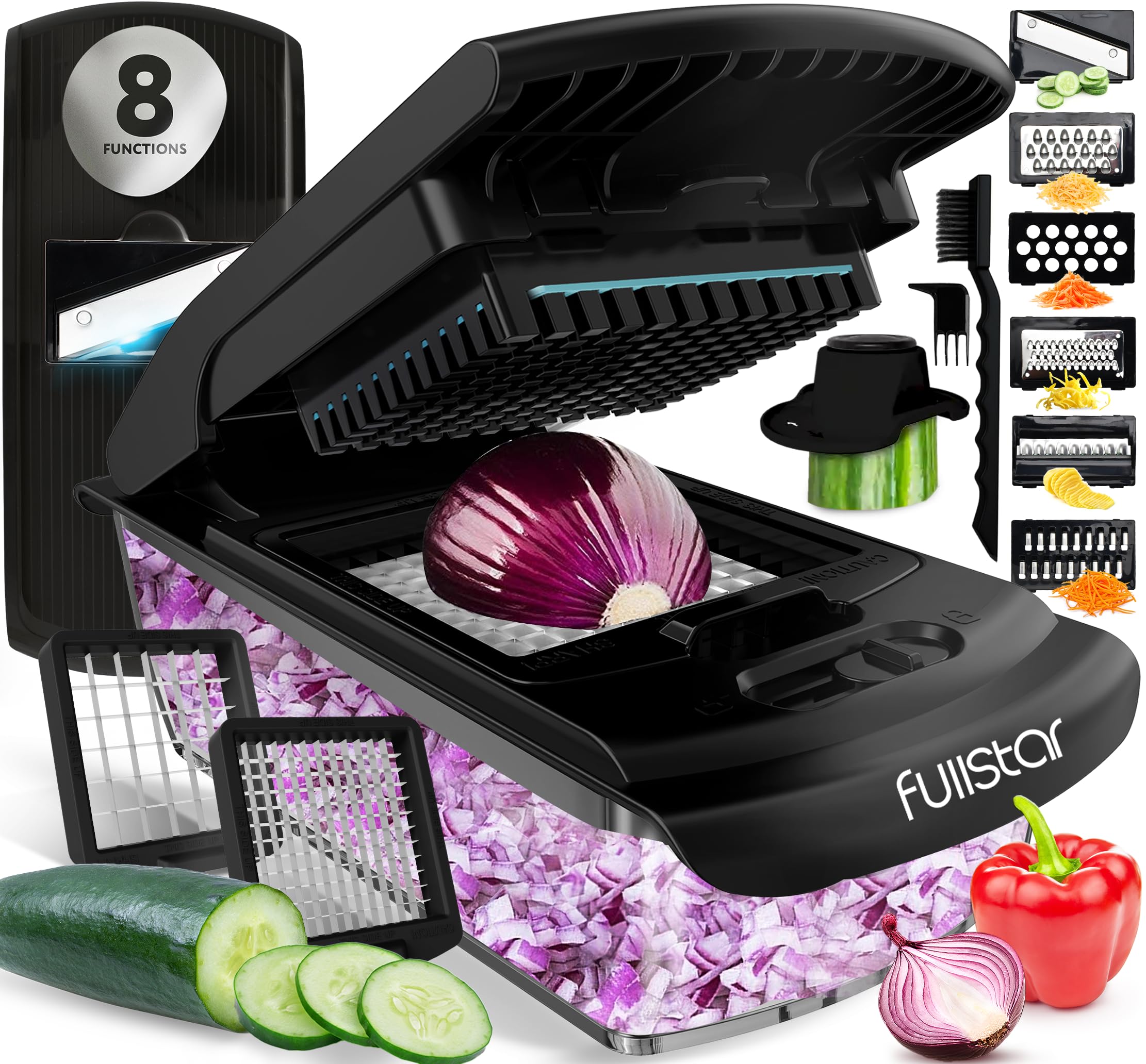 The Original Pro Chopper - Vegetable Chopper and Spiralizer, Food Chopper with Container, Fruit Slicer, Kitchen Gadgets & Accessories, Home Essentials (All in 1, Black)