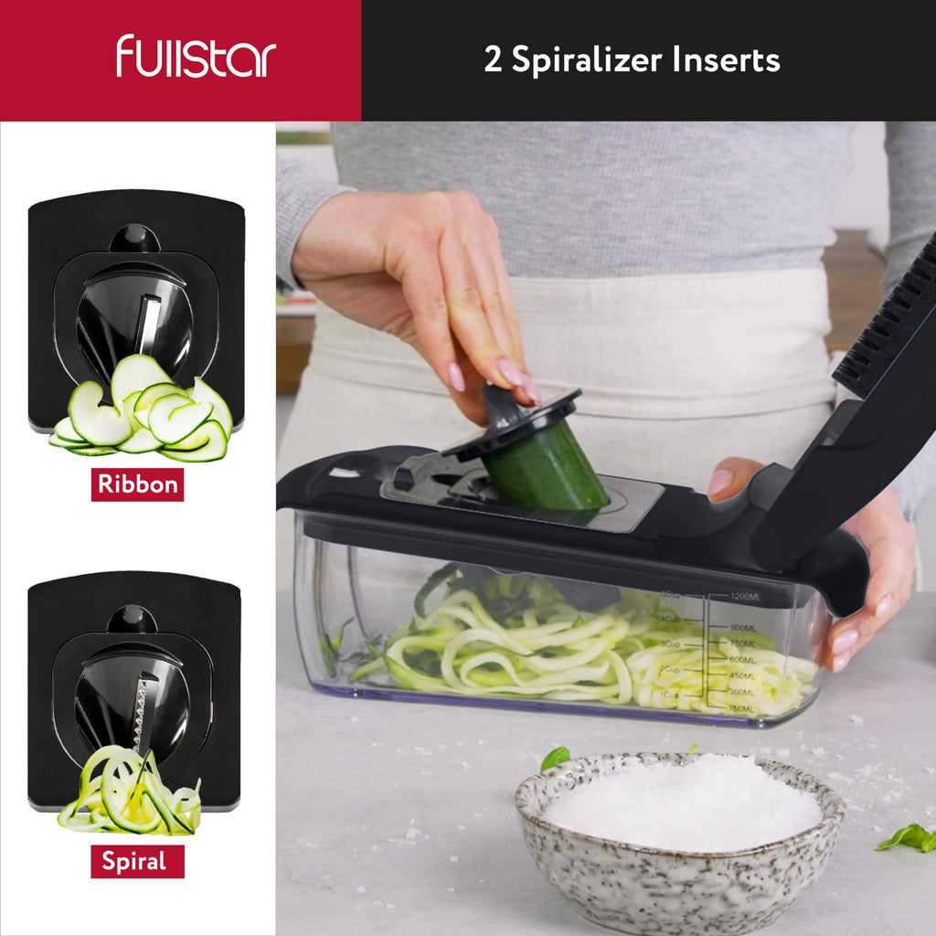 The Original Pro Chopper - Vegetable Chopper and Spiralizer, Food Chopper with Container, Fruit Slicer, Kitchen Gadgets & Accessories, Home Essentials (All in 1, Black)