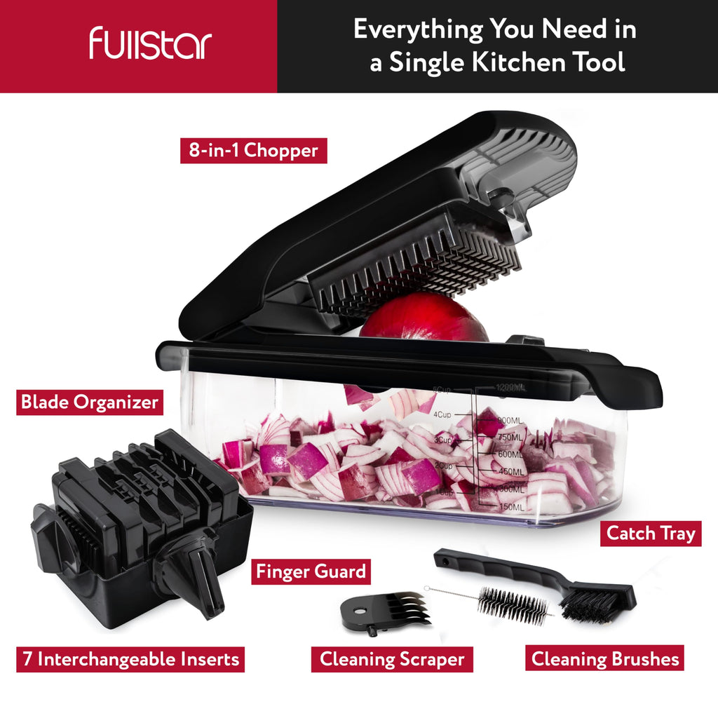 The Original Pro Chopper - Vegetable Chopper and Spiralizer, Food Chopper with Container, Fruit Slicer, Kitchen Gadgets & Accessories, Home Essentials (All in 1, Black)