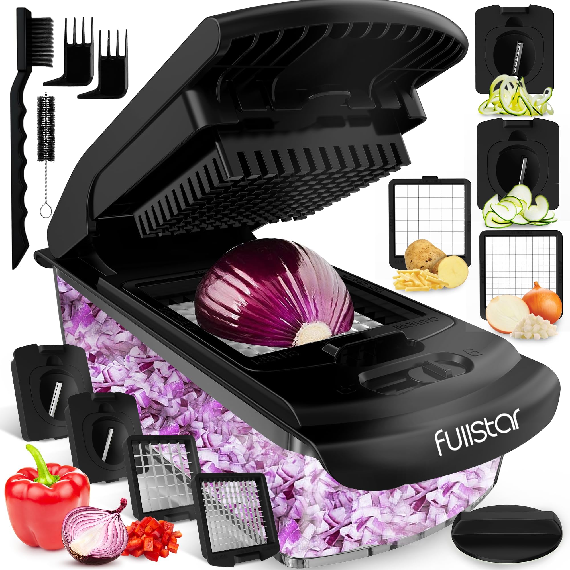 The Original Pro Chopper - Vegetable Chopper and Spiralizer, Food Chopper with Container, Fruit Slicer, Kitchen Gadgets & Accessories, Home Essentials (All in 1, Black)