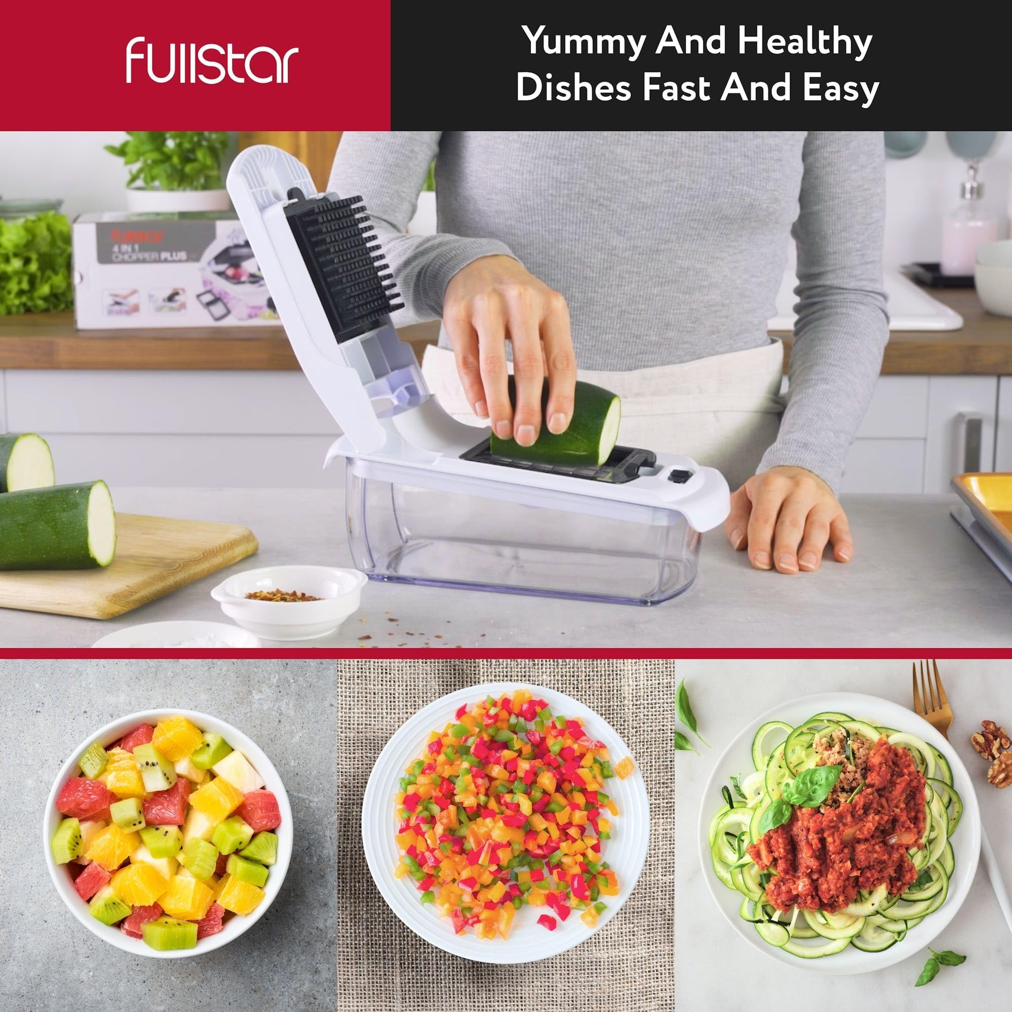 The Original Pro Chopper - Vegetable Chopper and Spiralizer, Food Chopper with Container, Fruit Slicer, Kitchen Gadgets & Accessories, Home Essentials (All in 1, Black)