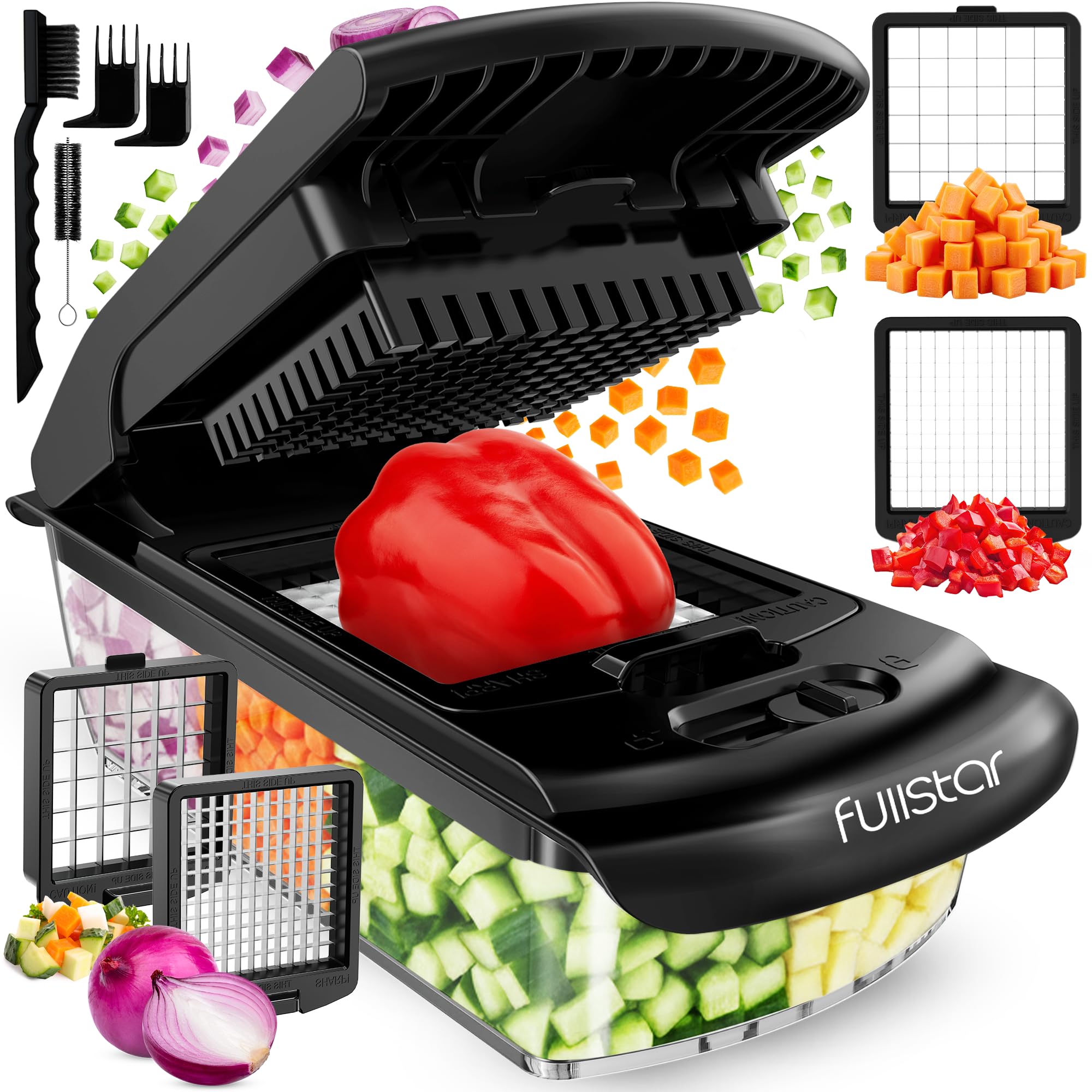 The Original Pro Chopper - Vegetable Chopper and Spiralizer, Food Chopper with Container, Fruit Slicer, Kitchen Gadgets & Accessories, Home Essentials (All in 1, Black)