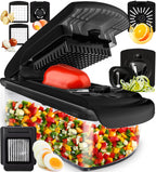 The Original Pro Chopper - Vegetable Chopper and Spiralizer, Food Chopper with Container, Fruit Slicer, Kitchen Gadgets & Accessories, Home Essentials (All in 1, Black)