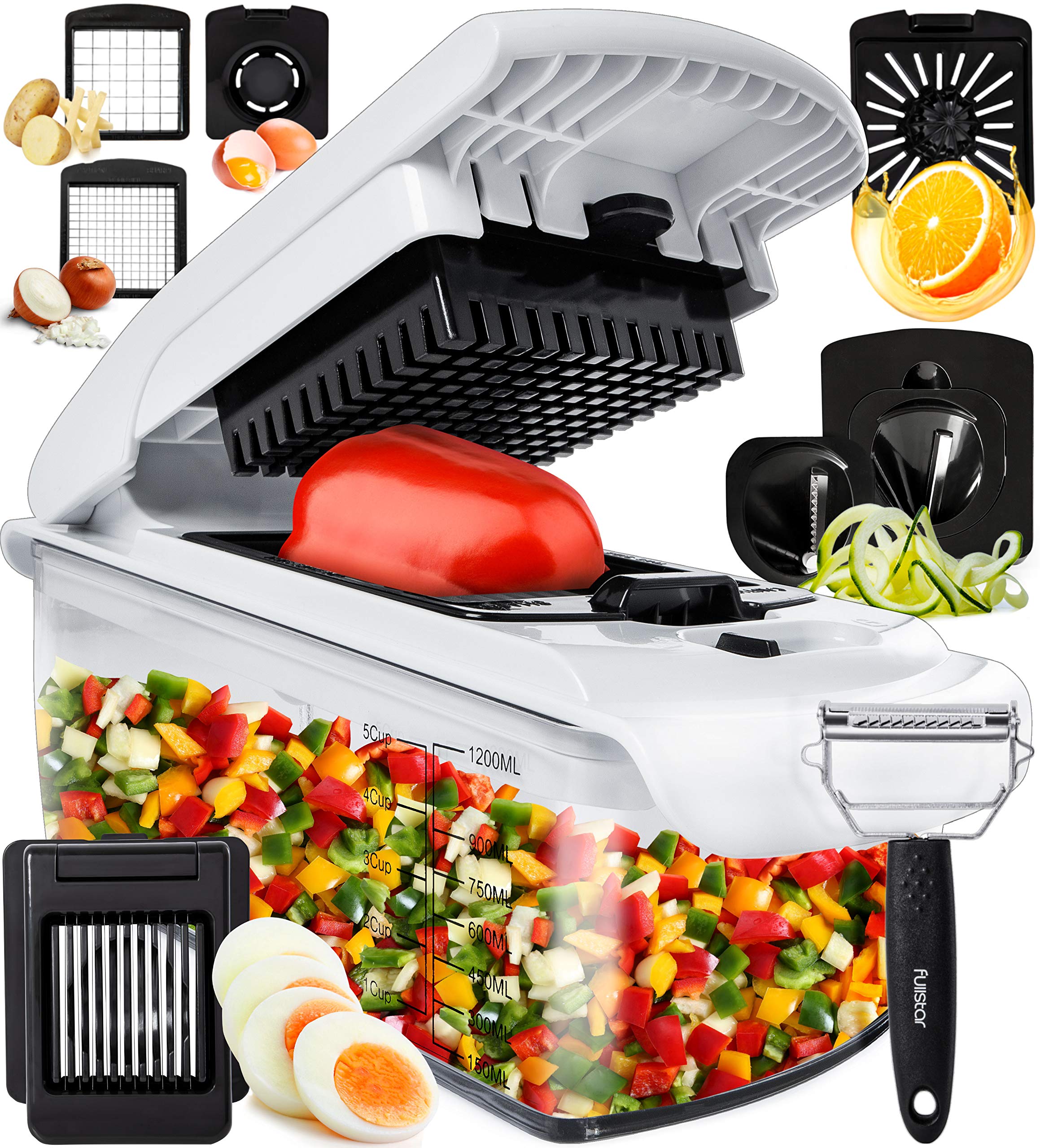 The Original Pro Chopper - Vegetable Chopper and Spiralizer, Food Chopper with Container, Fruit Slicer, Kitchen Gadgets & Accessories, Home Essentials (All in 1, Black)
