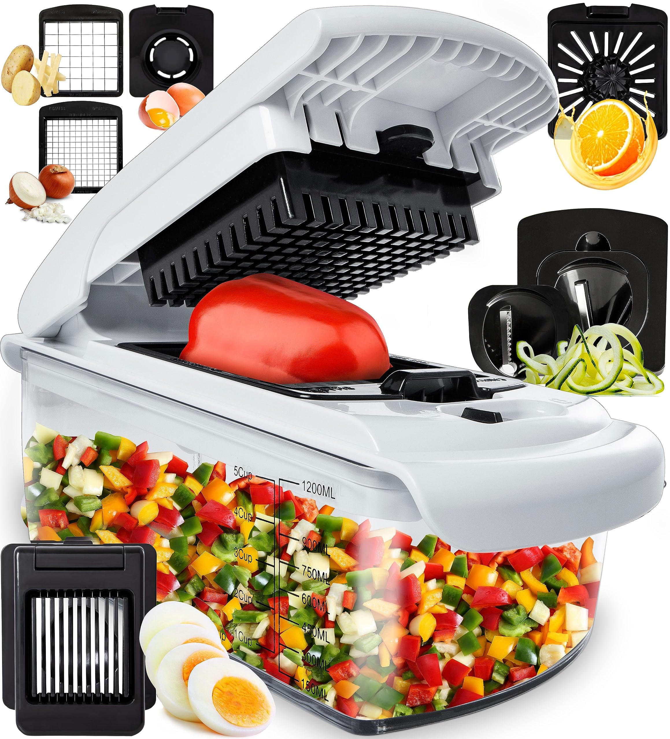 The Original Pro Chopper - Vegetable Chopper and Spiralizer, Food Chopper with Container, Fruit Slicer, Kitchen Gadgets & Accessories, Home Essentials (All in 1, Black)